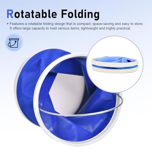 Collapsible Bucket, 11L (2.9 Gallons) Waterproof Oxford Fabric Camping Fishing Bucket, Foldable Portable Pop Up Water Buckets for Household, Outdoor, Car Washing (Blue) - size: 11 L