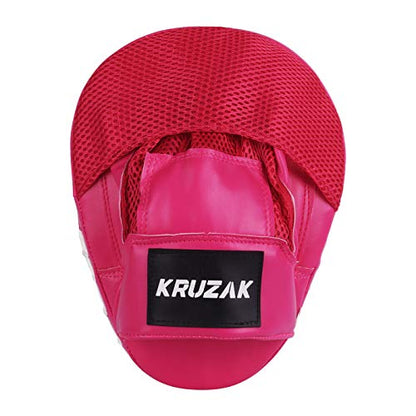 Kruzak Plain Punching Mitts for Muay Thai MMA Training, Focus Pads for Boxing Martial Arts and Punching Target - color: Pink