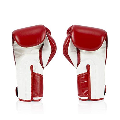 Fairtex BGV6 Angular Boxing Gloves, Locked Thumb Muay Thai MMA Kickboxing | Premium synthetic body with triple-layer foam padding. Joint protection and firm wrist support safeguard hands on heavy bags - color: Red/White, size: 12oz