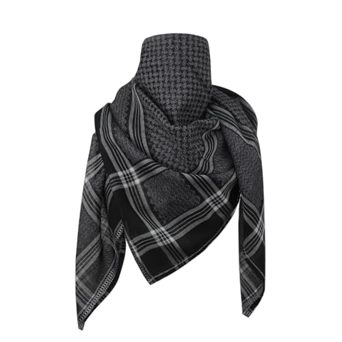PURFUN Men's Large Arab Shemagh Headscarf Muslim Headcover Shawl Keffiyeh Arabic Scarf - color: Black&white