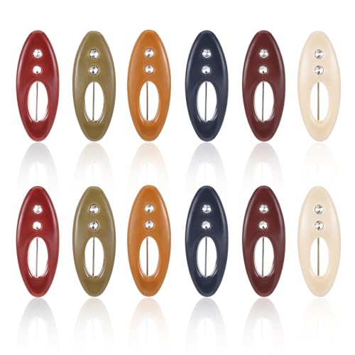 12pcs Hijab Pins for Women - Multicolored Rhinestone & ABS Shawl Pin, Plastic Cover Hijab Fashion Brooches and Pins, Colorful Scarf Safety Plastic Cover Pin