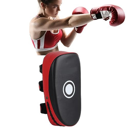 GLOGLOW Boxing Strike Pad for Training, High Density Sponge and PVC Leather, Multifunction Protective Strike Pad for Kickboxing Users - color: Red Stripe