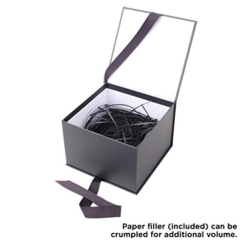 Hallmark Medium Gift Box with Lid and Shredded Paper Fill (Gray 7 inch Box) for Weddings, Graduations, Birthdays, Father's Day, Groomsmen Gifts, All Occasion (Pack of 2) - color: Coal, size: Pack of 2
