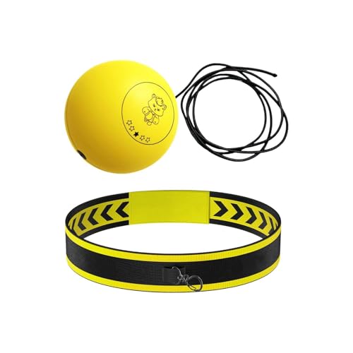 Reflex Ball Headband Multifunctional Fun Effective Reaction Training | Kids Beginners Punching Headband for Professionals Enthusiasts Beginners Amateurs Lovers Families Friends - color: Yellow ball