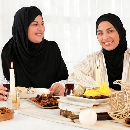 Handepo 2 Pcs Instant Hijab Jersey Hijab for Women Muslim Head Scarf Soft Lightweight Long Stretch Scarf Shawl Wrap - color: Black, Black
