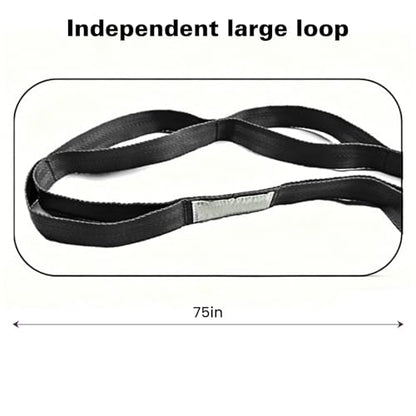 Stretching Strap with 10 Loops Non-Elastic Yoga Strap for Physical Therapy Pilates Dance Gymnastics Stretch Band for Daily Flexibility Routine at Home Gym Travel Includes Exercise Guide - color: Black