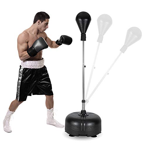 Reflex Bag, Freestanding Punching Bag with Stand, Speed Boxing Ball, Height Adjustable for Adults & Teens, Perfect for Stress Relief/Fitness/Punch Training at Home, Easy Assembly & Durable