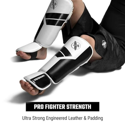 Hayabusa S4 Kids Shin Guards, Muay Thai, MMA, Kickboxing, Martial Arts - color: White, size: Small-Medium