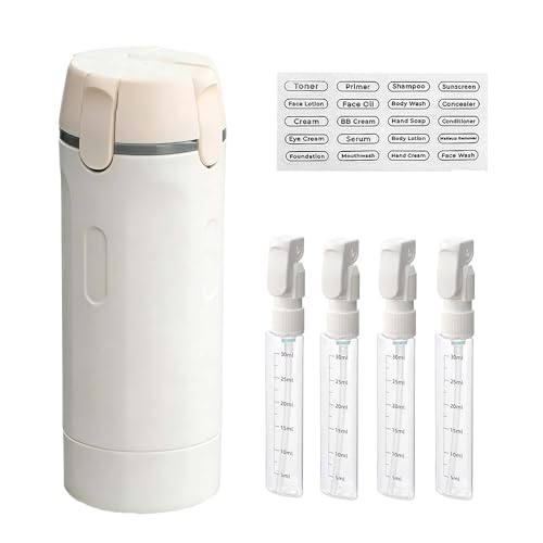4 in 1 Travel Dispenser Bottle for Toiletries, TSA Approved Portable 30ML 4 Pack Leak-Proof Pump Containers with Waterproof Label,Environmentally Friendly Travel Soap Dispenser for Gym,Travel Use - color: White
