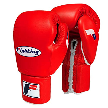 Fury Professional Lace Training Gloves - Lace Up Sparring Gloves for Boxing, Bag, and General Training - color: Red, size: 12 oz