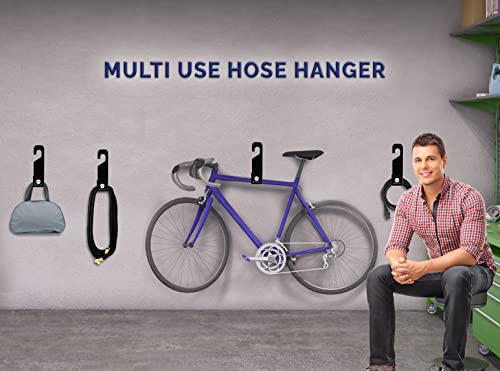 Premium 150 Ft Hose Hanger with Rust Resistant Metal, Organize Your Garden, Garage & Outdoor Storage Area, Wall Mount Holder or Hang/Hook Over Water Spigot with Included Screws