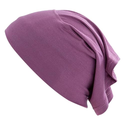 Under Scarf Light Soft Hijab Cap Undercap Headwrap Scarf Stretch Tube Neck Cover - color: Grape