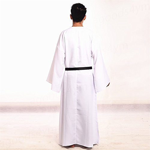 BLESSUME Medieval Wicca Pagan Ritual Robe with Belt - color: White, size: Medium