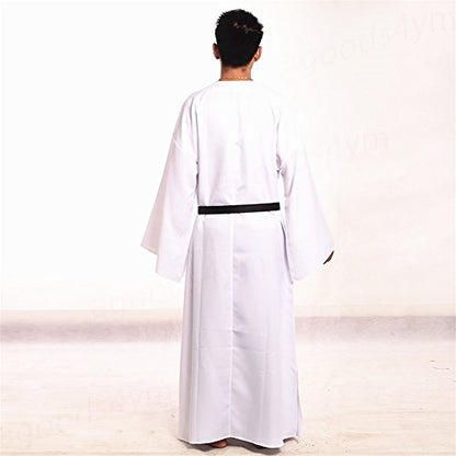 BLESSUME Medieval Wicca Pagan Ritual Robe with Belt - color: White, size: Small