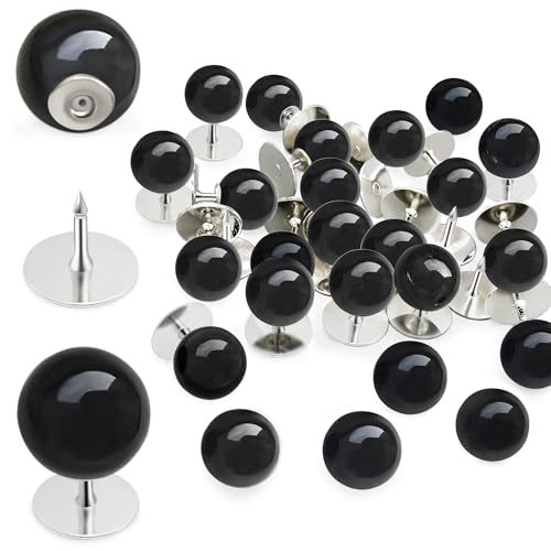 30 Sets Pearl Buttons No Sew Buttons for Clothes, 10mm Pearl Brooch Pins Reusable for Women, Black Safety Pins for Dresses, Shirts, DIY Crafts, Fashion Decorative Accessories - color: 30set Black