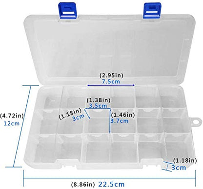 Qualsen Bead Organizer Box with Adjustable Dividers, 18 Girds, 3 Pack | Plastic Organizer Box with Dividers, Ideal as a Tackle Boxs for Beads, Jewelry, Crafts, Screws, Small Parts and More - size: 18 Gird-3pcs