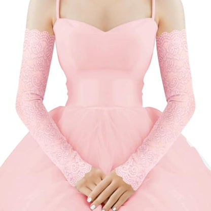 Fingerless Lace Arm Sleeves for Women for Wedding Tea Party - color: 1 Pink