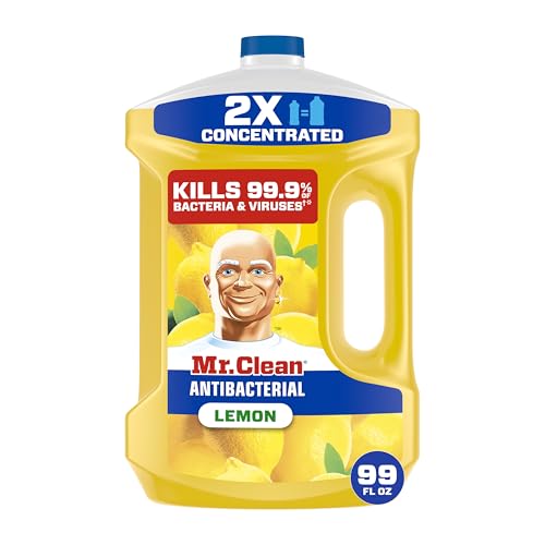 Mr. Clean Antibacterial All Purpose Cleaner, Floor Cleaner for Mopping Home, Bathroom, & Kitchen, Cleaning Liquid for Mop & Bucket, Cleaning Supplies, Multi-Surface Dilutable, Lemon, 99oz - size: 99 Fl Oz (Pack of 1)