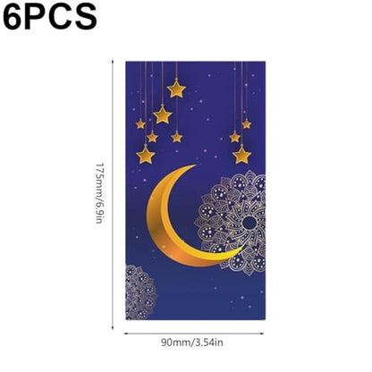 6pcs/Set Eid Mubarak Money Envelope Red Envelope Money Cards Ramadan Red Envelopes Moon Money Envelopes Cash Packaging Bag for Home Islamic Muslim Party