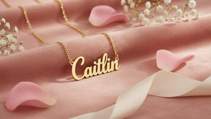 DayOfShe Name Necklace Personalized for Women, 18K Gold Plated Cuban Chain Necklaces Customized with Name as Christmas Girlfriend Gift - color: 1-Gold