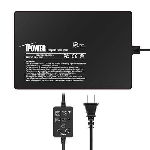 iPower 8 by 12 Inch 16W Reptile Heating Pad with Adjustable Thermostat, Under Tank Warmer Terrarium Heat Mat for Turtles/Snakes/Lizards/Frogs, and Other Reptiles - size: 8" x 12", style: Heat Pad - New