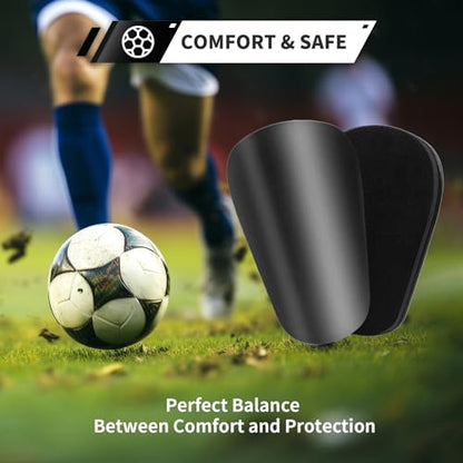 Extra Mini Soccer Shin Guards for Toddler, Kids, Youth & Adults | Ultra Lightweight Insert Small Shin Pads, Boys Girls Men Women, Shock-Absorbing Protection, 3.7×2.4 In, Training & Matches - color: Black
