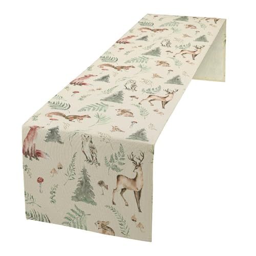 Rustic Woodland Kids Table Runner, Cute Forest Animals, Country Lodge Cabin Wild Animal Bear Deer Fox Wolf Set, 13X36 Inch - color: Camouflage-4, size: 13x36 Inch