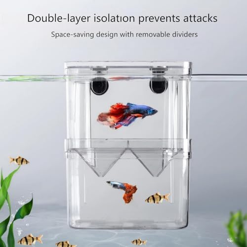 Aquarium Fish Breeder Box Hatchery Incubator,Multi-Functional Acrylic Breeder Isolation Box Hatching Incubator Box for Fish Fry Betta Fish Shrimp and Little Turtle - size: S
