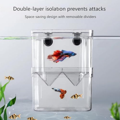Aquarium Fish Breeder Box Hatchery Incubator,Multi-Functional Acrylic Breeder Isolation Box Hatching Incubator Box for Fish Fry Betta Fish Shrimp and Little Turtle - size: S