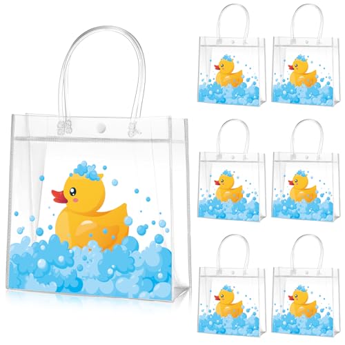 Aliceset 20 Pcs Duck Party Clear Treat Bags with Handles, 8x8x3.15 Inch - style: Duck