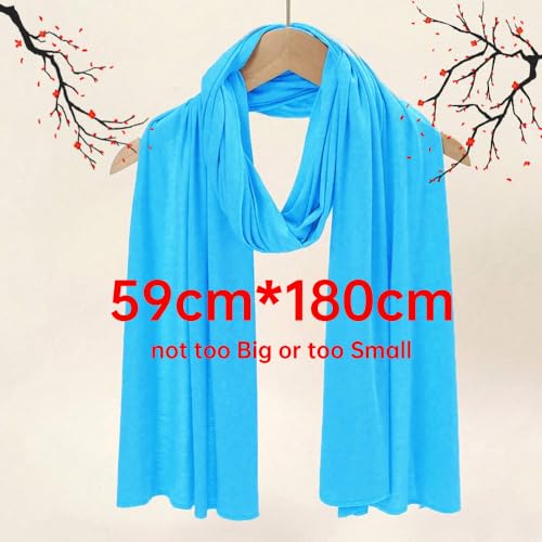 Muslin Hijab Scarf for Women Long Headscarves Solid Head Wraps Soft Pashminas Shawls - color: Sky Blue Muslim Hijab Scarf