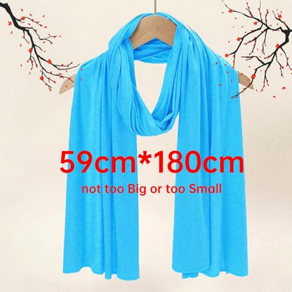 Muslin Hijab Scarf for Women Long Headscarves Solid Head Wraps Soft Pashminas Shawls - color: Sky Blue Muslim Hijab Scarf