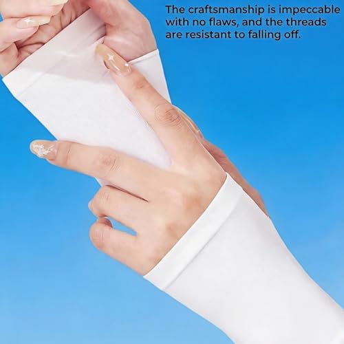 Cooling Arm Sleeves with Thumb Hole for Men & Women, UV Sun Protection Compression Sleeves for Outdoor - color: White