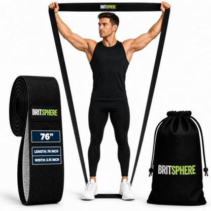 76-Inch Long Fabric Resistance Bands for Women & Men | Heavy Duty, Pull Up Assistance, Non-Slip Elastic, Home Gym Equipment, Strength Training, Pilates & Calisthenics - color: Black