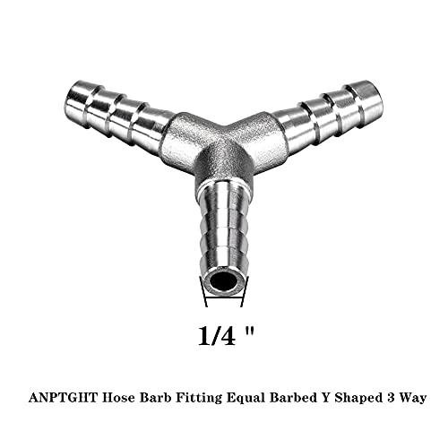 1/4" Hose Barb Fitting Equal Barbed Y Shaped 3 Way Wye Stainless Steel Tubing Joint Splicer Mender Adapter Union for Oxygen Tubing Pipe Household Fuel Gas Liquid Air with 3pcs Hose Clamps - size: 1/4 Inch, style: 1 Pcs