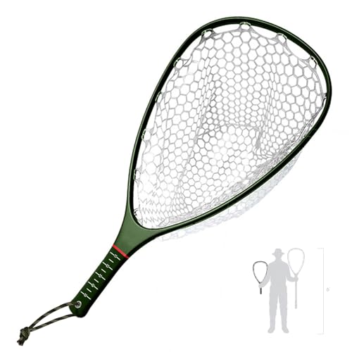 Floating Carbon Fiber Fly Fishing Net, 26" Standard / 37" Long - color: 26" Wading Net (Standard) - Green Carbon