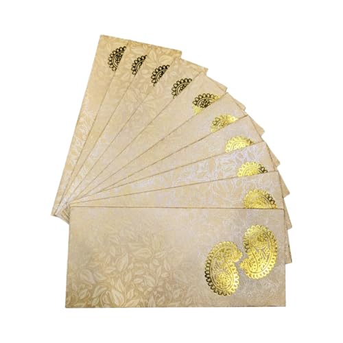 Shagun Envelopes Designer Set Money Cash Gift Envelope (pack of 10) for Indian Wedding/Engagement/Diwali/Birthday/Anniversary (Beige)
