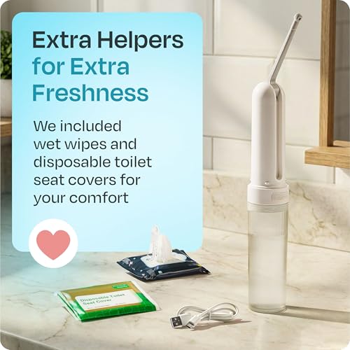 Portable Electric Bidet for Travel - Portable Bidet Rechargeable Handheld Sprayer with 3 High Pressure Modes, USB-C, Adjustable Nozzle & Extra Clean Kit, IPX6 Waterproof Peri Bottle (White) - color: White