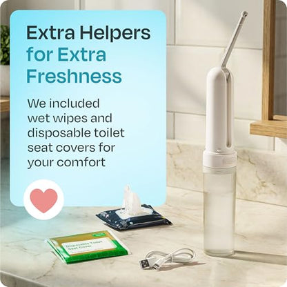 Portable Electric Bidet for Travel - Portable Bidet Rechargeable Handheld Sprayer with 3 High Pressure Modes, USB-C, Adjustable Nozzle & Extra Clean Kit, IPX6 Waterproof Peri Bottle (White) - color: White