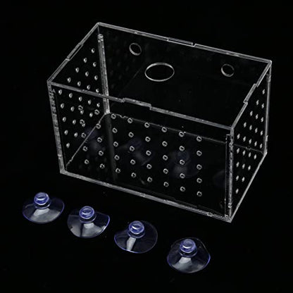 Fish Breeder Box, Aquarium Fish Breeding Box with Suction Cups, High Transparency Acrylic Hatchery Incubator Tank for Baby Fish Shrimp Clownfish Isolation and Rearing (14 * 8 * 9CM) - size: 14*8*9CM