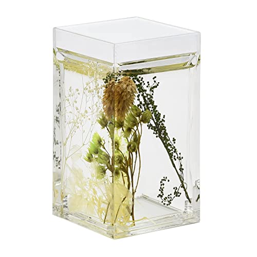 5 Piece Acrylic Liquid 4D Floating Motion Bathroom Vanity Accessory Set Garden Botanic Green Plants Toothbrush Holder, Tumbler, Soap Dispenser, Soap Dish, Toiletbrush Holder Set - size: 5-piece, style: Green Plants