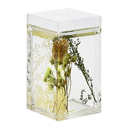 5 Piece Acrylic Liquid 4D Floating Motion Bathroom Vanity Accessory Set Garden Botanic Green Plants Toothbrush Holder, Tumbler, Soap Dispenser, Soap Dish, Toiletbrush Holder Set - size: 5-piece, style: Green Plants