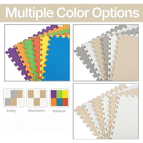 FlooringInc Baby Play Mat for Floor, Extra Large 2'x2' Foam Floor Tiles for Kids, Soft Interlocking Puzzle Mat, 1/2 Inch Thick, Non-Toxic EVA (Rainbow, 24 Tile Pack, 96 Sq Ft) - size: 24 Tile Pack