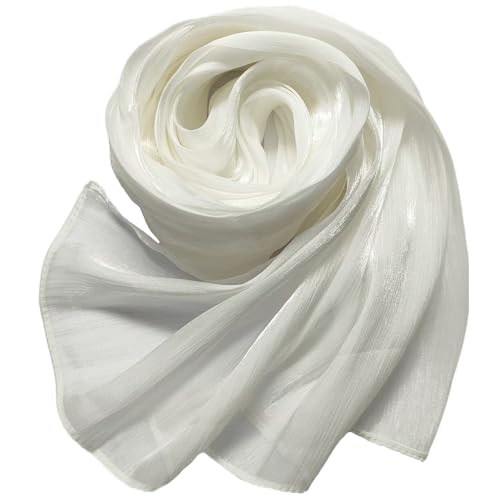 Women Premium Hijab Head Scarf Lightweight Shimmer Scarves Crepe Wedding Shawls and Wraps for Evening Dresses Shiny - color: Pure White