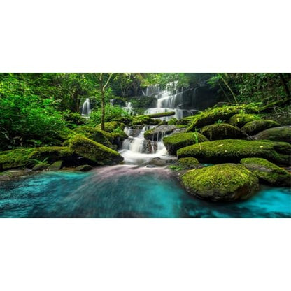 AWERT 36x24 inches Waterfall Terrarium Background Tropical Rainforest Aquarium Background Mountain Lake Green Tree Reptile Habitat Background Durable Polyester Background - size: 36x24in/90x60cm