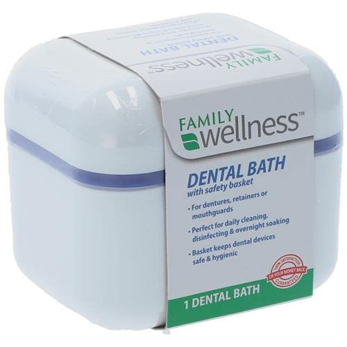 Denture Cup, DENTAL BATH with Strainer Basket, For Dentures, Retainers, Mouthguards, 1 Count