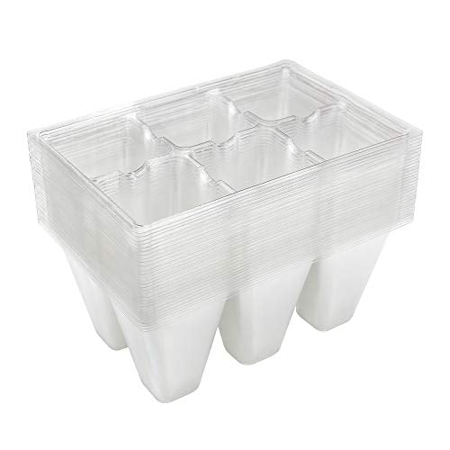 Gardzen 30 Pack 6-Cell Seed Starting Tray for Seedlings, Plant Starter Trays with Drainage Holes for Seed Germination, 5.4x3.7 inches, Clear | Transparent Plant Starter Trays for Seed Germination and Seedlings, 5.4"x3.7" Growing Cells with Drainage Design