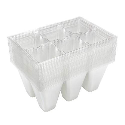 Gardzen 30 Pack 6-Cell Seed Starting Tray for Seedlings, Plant Starter Trays with Drainage Holes for Seed Germination, 5.4x3.7 inches, Clear | Transparent Plant Starter Trays for Seed Germination and Seedlings, 5.4"x3.7" Growing Cells with Drainage Design