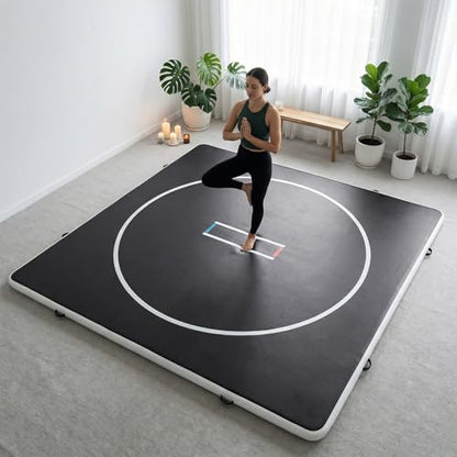 Inflatable Wrestling Mat 10FT / 13FT x 4IN, PVC Portable Wrestling Mats for Home, 4" Thick Jiu Jitsu Mats with Circles for Wrestling, Martial Arts, Jitsu, BJJ, Boxing, MMA, Judo Indoor Outdoor Use - size: 10FT*10FT*4IN