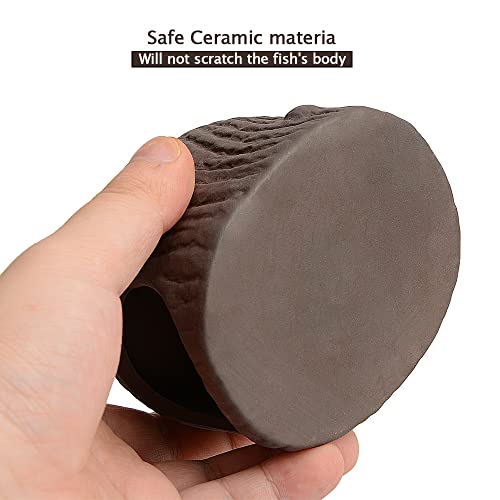 Saim Ceramic Betta Cave, Handcrafted Natural Tree Stump Fish Tank Decor, Aquarium Hideout for Betta Fish Shrimp Cichlid, Aquarium Decorations Breeding Cave with Large Opening